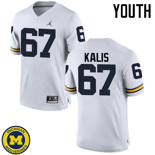 Youth Michigan Wolverines #67 Kyle Kalis White Football Jersey